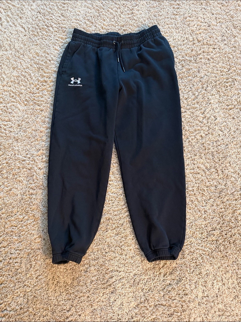 Under Armour Black Jogger Sweatpants with White Logo. Woman’s size medium.